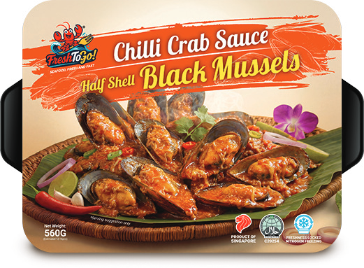 Chilli Crab Sauce Half Shell Black Mussels